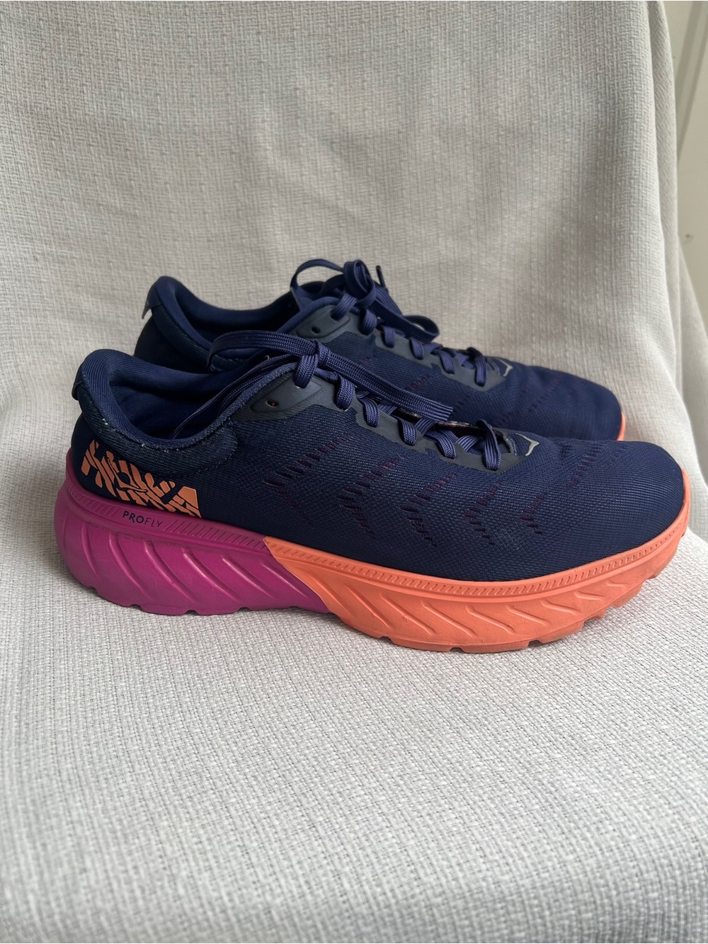 Hoka Women's Navy with Coral and Pink Athletic Running Shoe - Picture 15 of 16